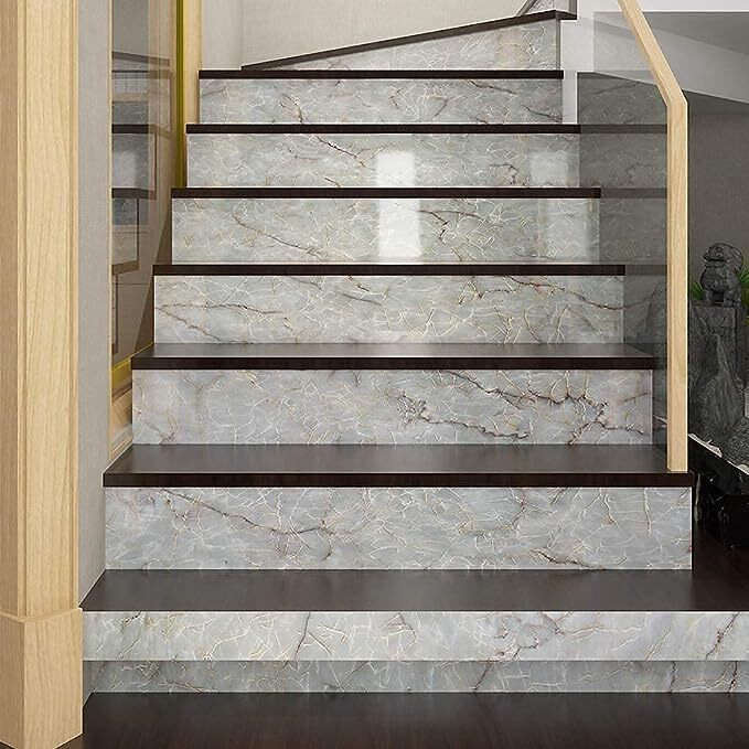 Grey Marble Foil Wallpaper - 60x200 Cm | Waterproof Pvc Oil-proof Vinyl Stickers