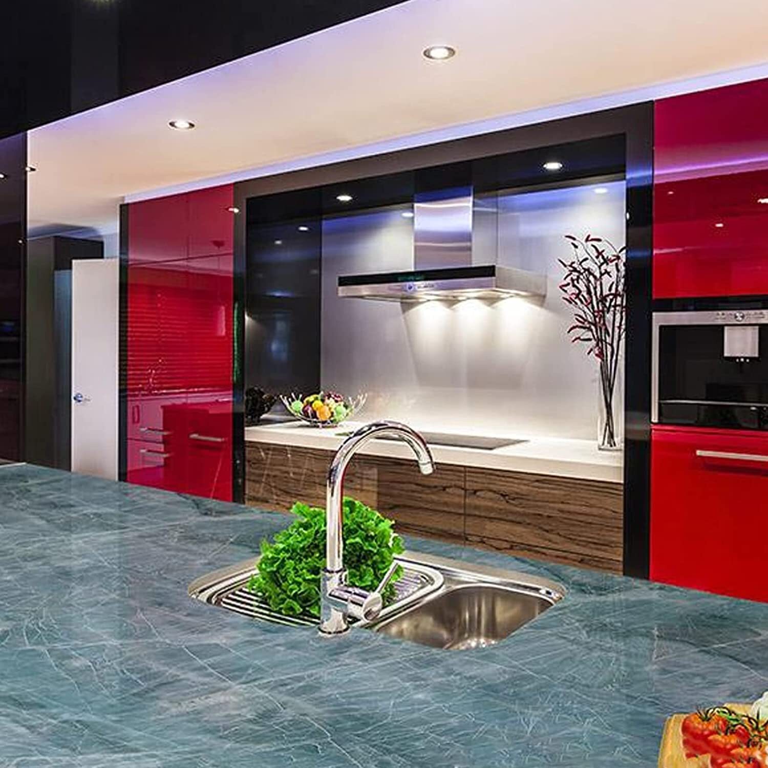 Glossy Jade Marble Adhesive Paper - 60x200 Cm Vinyl Film , Waterproof Oilproof Decorative Kitchen Backsplash Sticker Cover