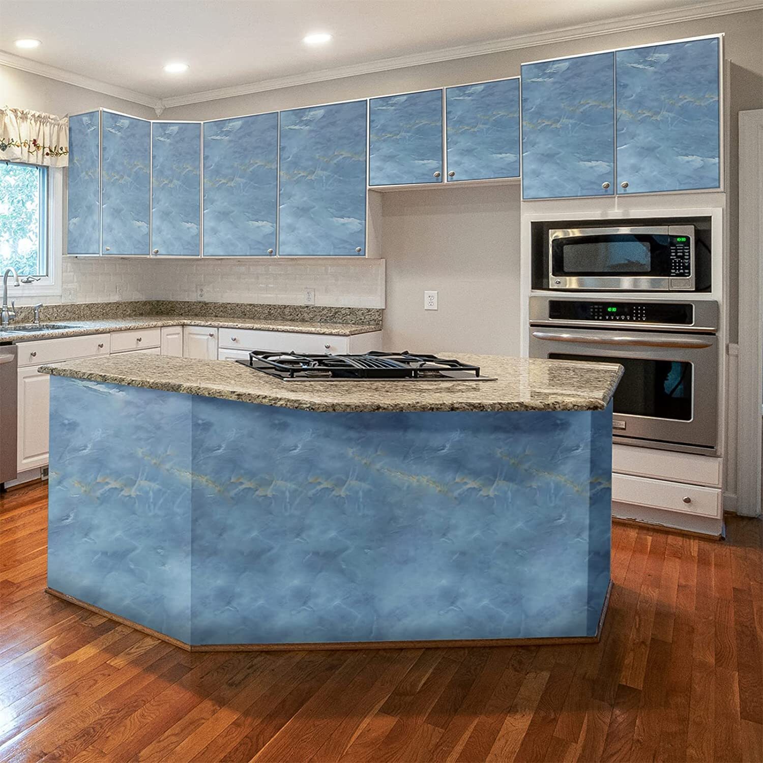 Glossy Jade Marble Adhesive Paper - 60x200 Cm Vinyl Film , Waterproof Oilproof Decorative Kitchen Backsplash Sticker Cover