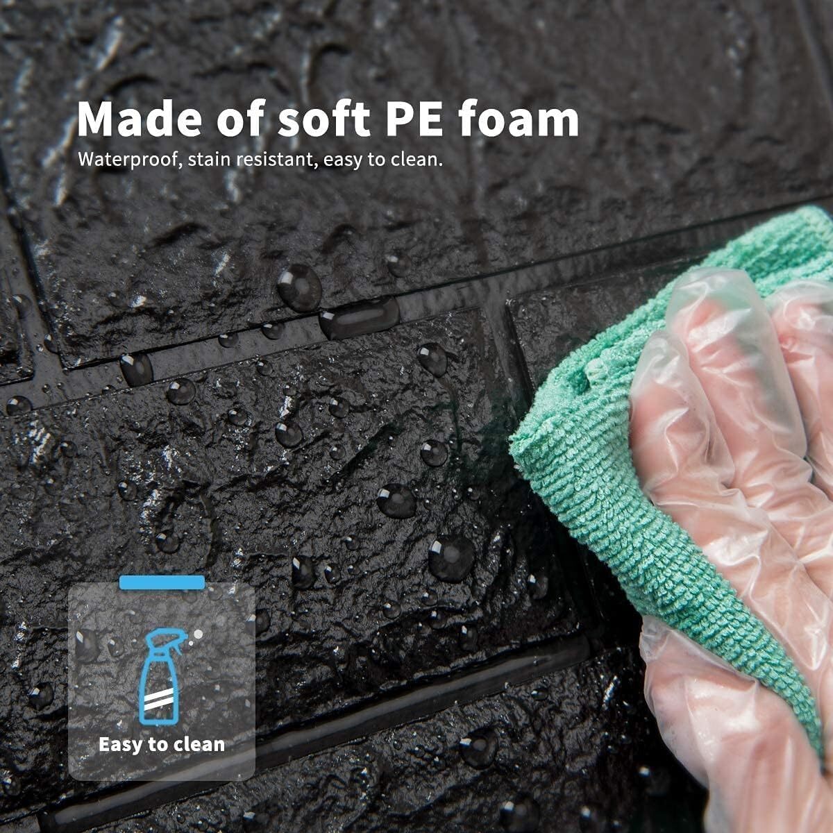 3d Modern Brick Stone Style Wall Poster - Vinyl Material, 70x77 Cm Size, Self-adhesive Black Wallpaper | Ideal Home Decor For Bedrooms, Living Rooms, Kids Rooms