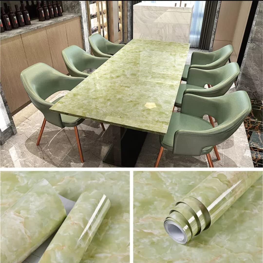 Marble Wallpaper - 60x200 Cm | Waterproof Self-adhesive Vinyl Film, Decorative Green Marble Effect For Countertops And Furniture