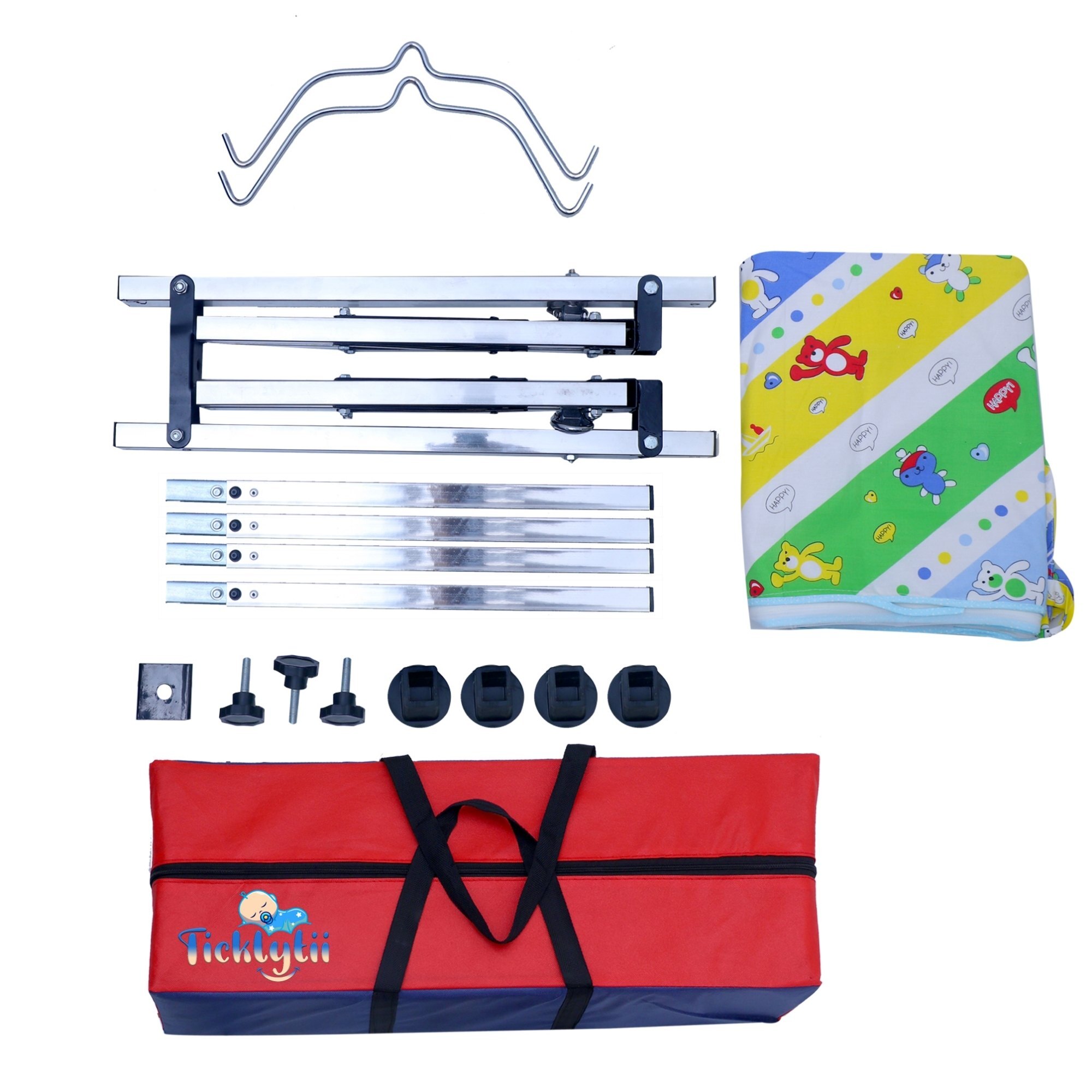 Baby Fully Folding Cradles - Stainless Steel, Designed For 1-2 Years Age, Perfect For Infant Use, Easily Portable And Space-saving