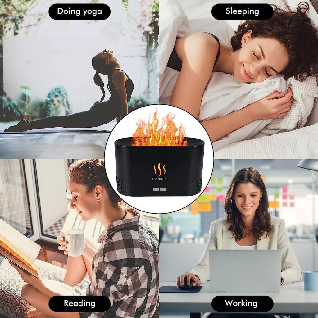 Flame Humidifier - 180ml Capacity, 15x5x10 Cm | Retro 7-color Light, Ultrasonic Aromatherapy Diffuser With Flame Effect, Ultra-quiet Operation