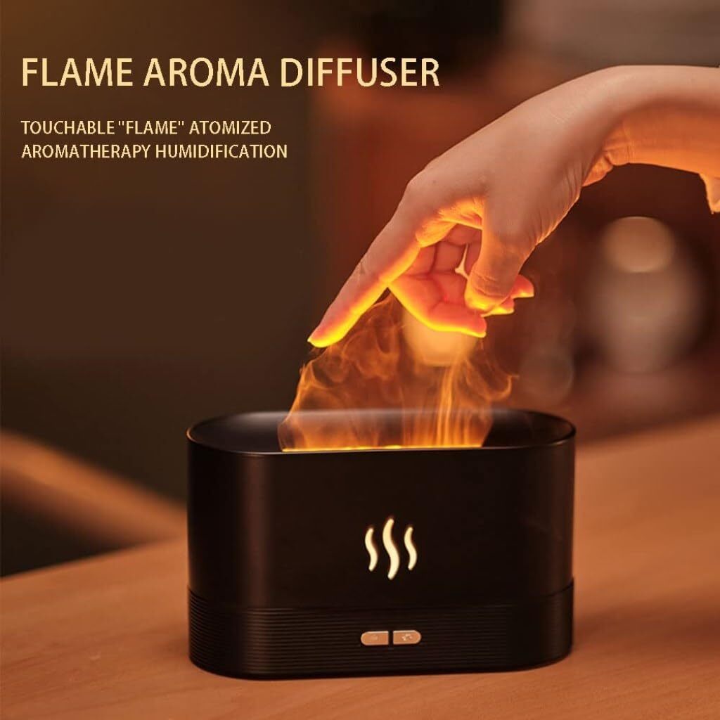 Flame Humidifier - 180ml Capacity, 15x5x10 Cm | Retro 7-color Light, Ultrasonic Aromatherapy Diffuser With Flame Effect, Ultra-quiet Operation