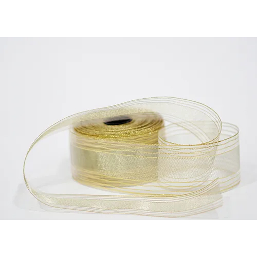 Decorative Ribbon - Nylon Material, One Sided, Cream And Brown Printed Design | Enhances Gift Packaging Style, Alluring And Attractive Look