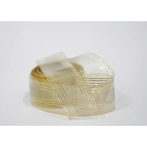 Decorative Ribbon - Nylon Material, One Sided, Cream And Brown Printed Design | Enhances Gift Packaging Style, Alluring And Attractive Look