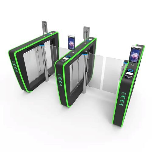 Swing Barrier - Metal & Glass, 1200mm x 1000mm , 100kg Weight, 220V Power, 2s Swing Speed for Pedestrian Access Control