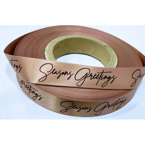 Printed Satin Ribbons - Customizable Width & Length, Multi-color Gradient Design With Text, Durable Satin Weave, Easy Care Handling