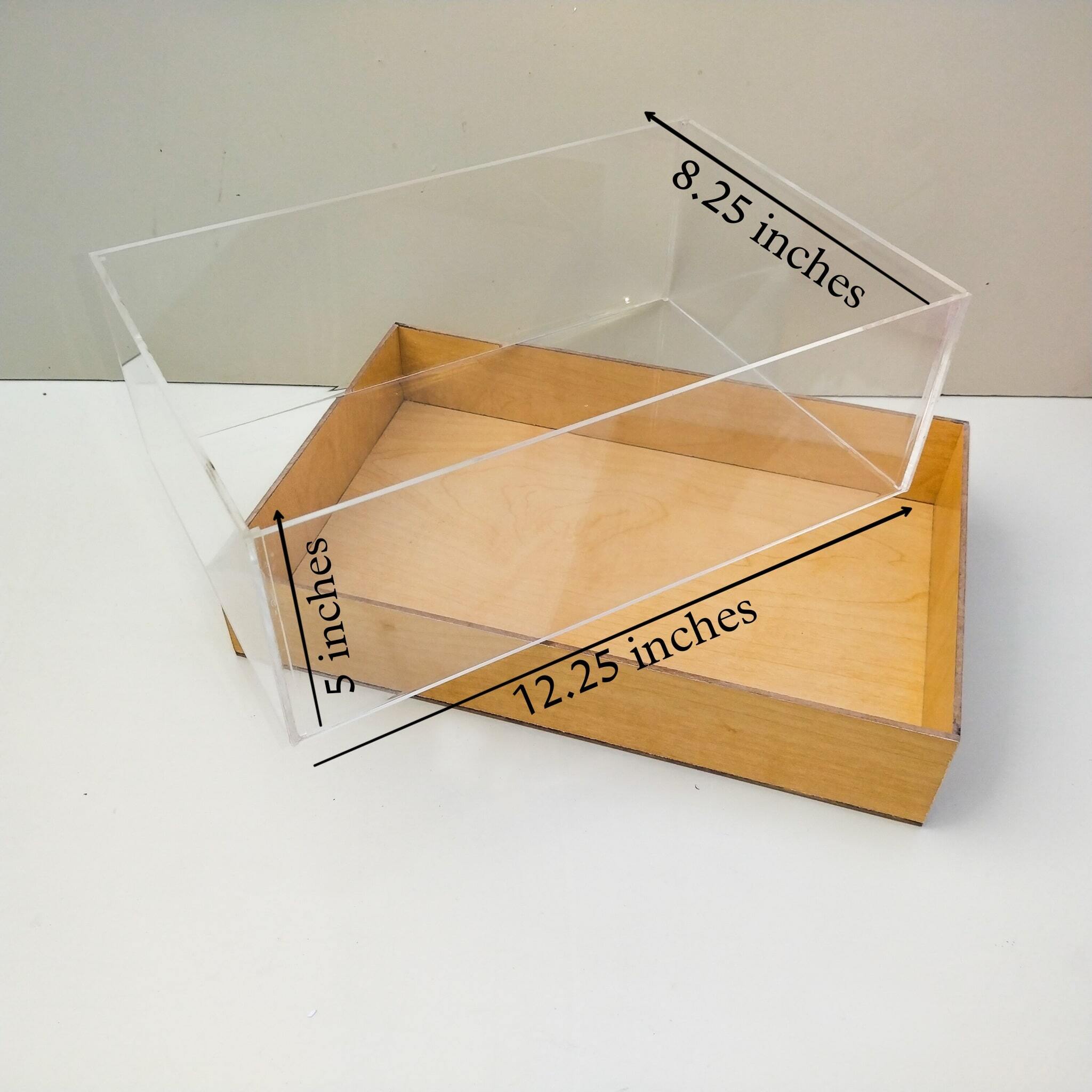 Acrylic Gift Box With Mdf Tray - Ultra Clear 3mm Thickness | Rectangular Design, Transparent Color, 12.25x8.25x5 Inches For Domestic & Commercial Use