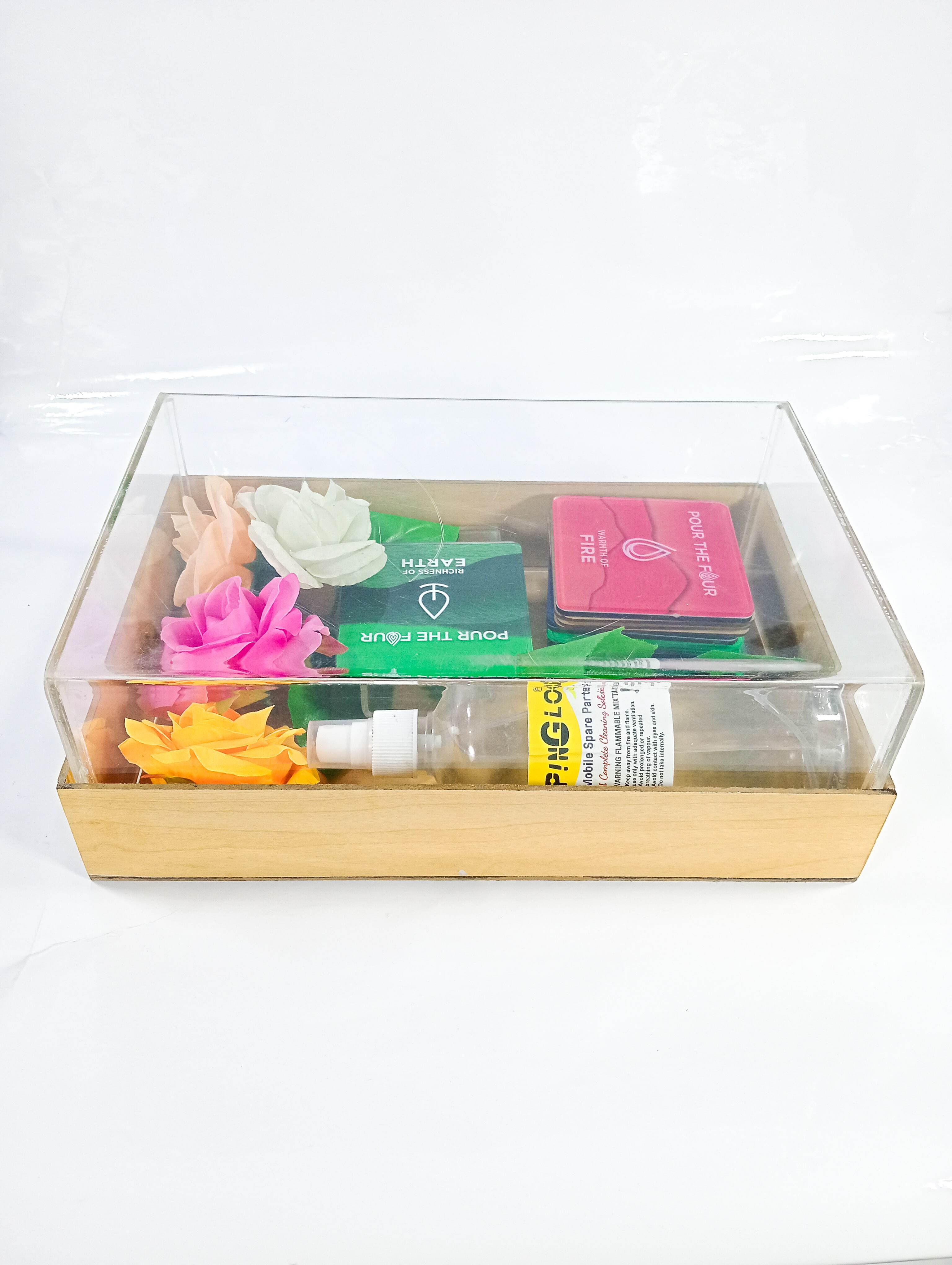 Acrylic Gift Box With Mdf Tray - Ultra Clear 3mm Thickness | Rectangular Design, Transparent Color, 12.25x8.25x5 Inches For Domestic & Commercial Use