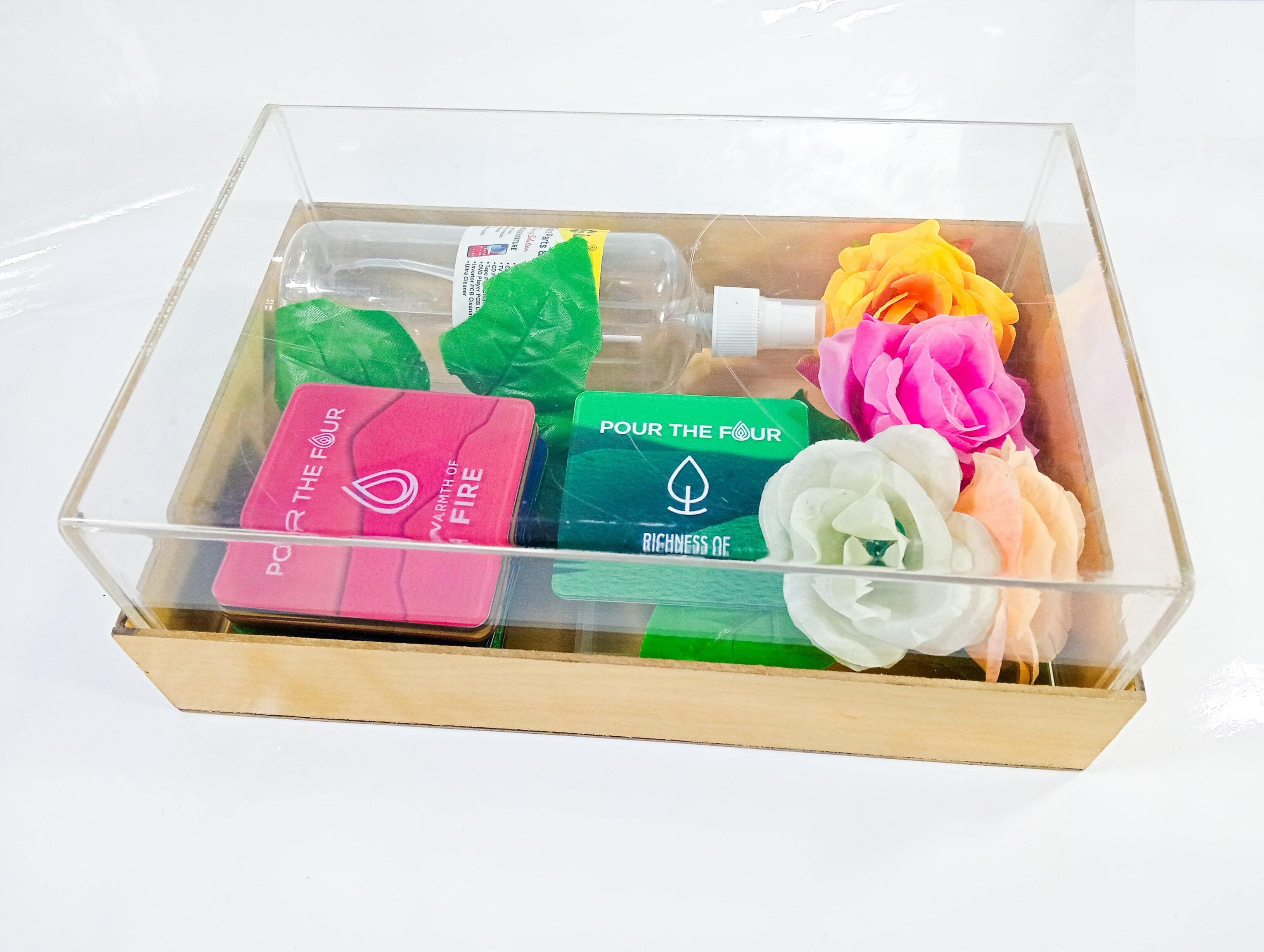 Acrylic Gift Box With Mdf Tray - Ultra Clear 3mm Thickness | Rectangular Design, Transparent Color, 12.25x8.25x5 Inches For Domestic & Commercial Use