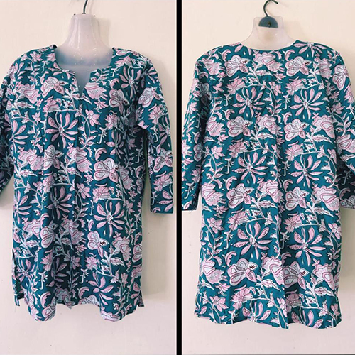 Ladies Short Kurti - Cotton, Size M/l, Multicolor Print | Summer Casual Wear, Washable, 3/4 Sleeve