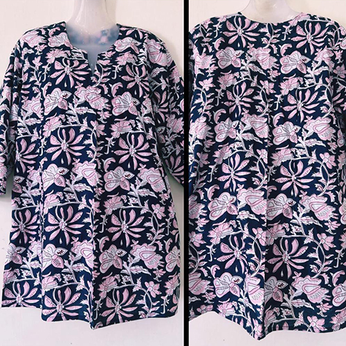 Ladies Short Kurti - Cotton, Size M/l, Multicolor Print | Summer Casual Wear, Washable, 3/4 Sleeve