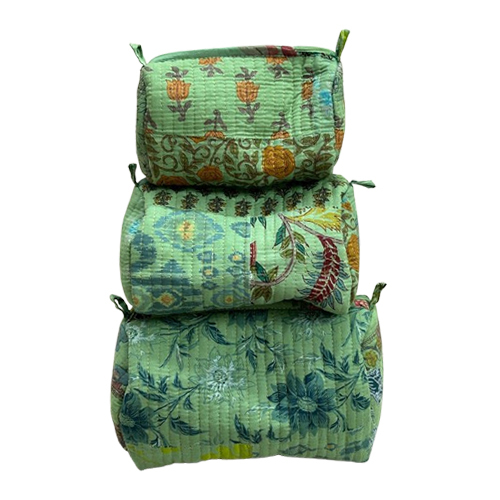 Cotton Toiletry Bag Set - Customized Sizes, Elegant Blue Design | Durable Zip Closure For Secure Storage