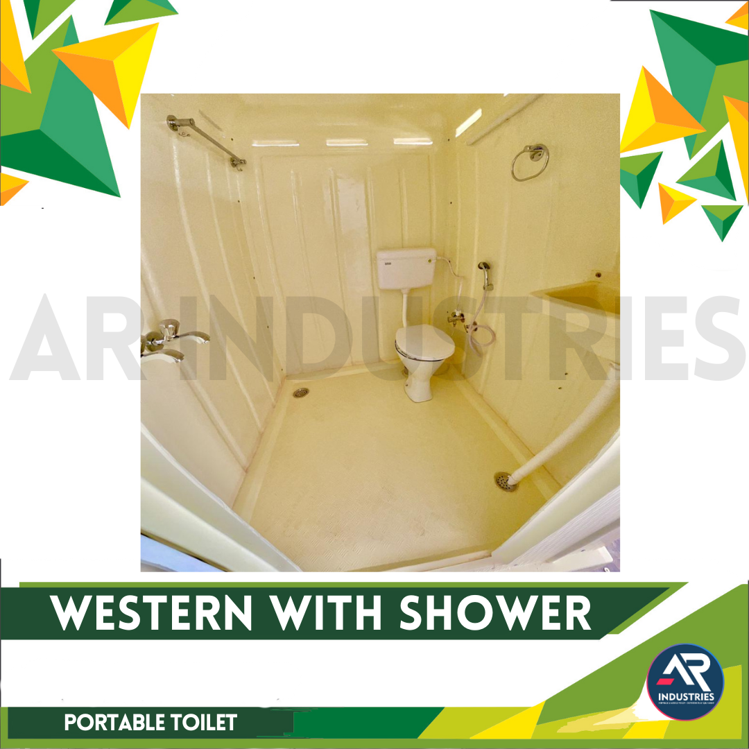 Frp Western With Shower And Washbasin Portable Toilet - Color: Off White