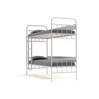 Hostel Bunk Bed - Mild Steel, 30x72x72 Inches | Grey, Durable, Powder-Coated, Fully Assembled