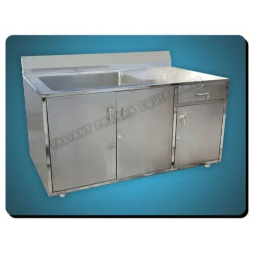 Stainless Steel Sink Table - Indoor Furniture, Silver Finish, Indian Style Design