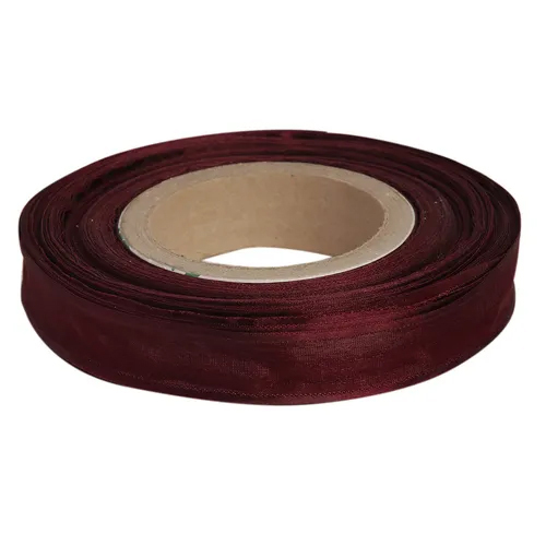 Red Ribbon - Polyester Fabric, Standard Width, Solid Red Color, Moderate Tensile Strength, Satin Weave Style, Dry Clean Care