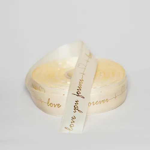 Satin Ribbon - Polyester, 1 Inch Wide, Blue Color | Printed Text Pattern, Standard Tensile Strength, Hand Wash Recommended, Variable Length