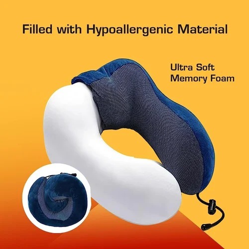 U Shaped Neck Pillow Memory Foam - Foam Filling, Round Shape | Ergonomic Design, Removable Cover, Compact & Lightweight For Travel