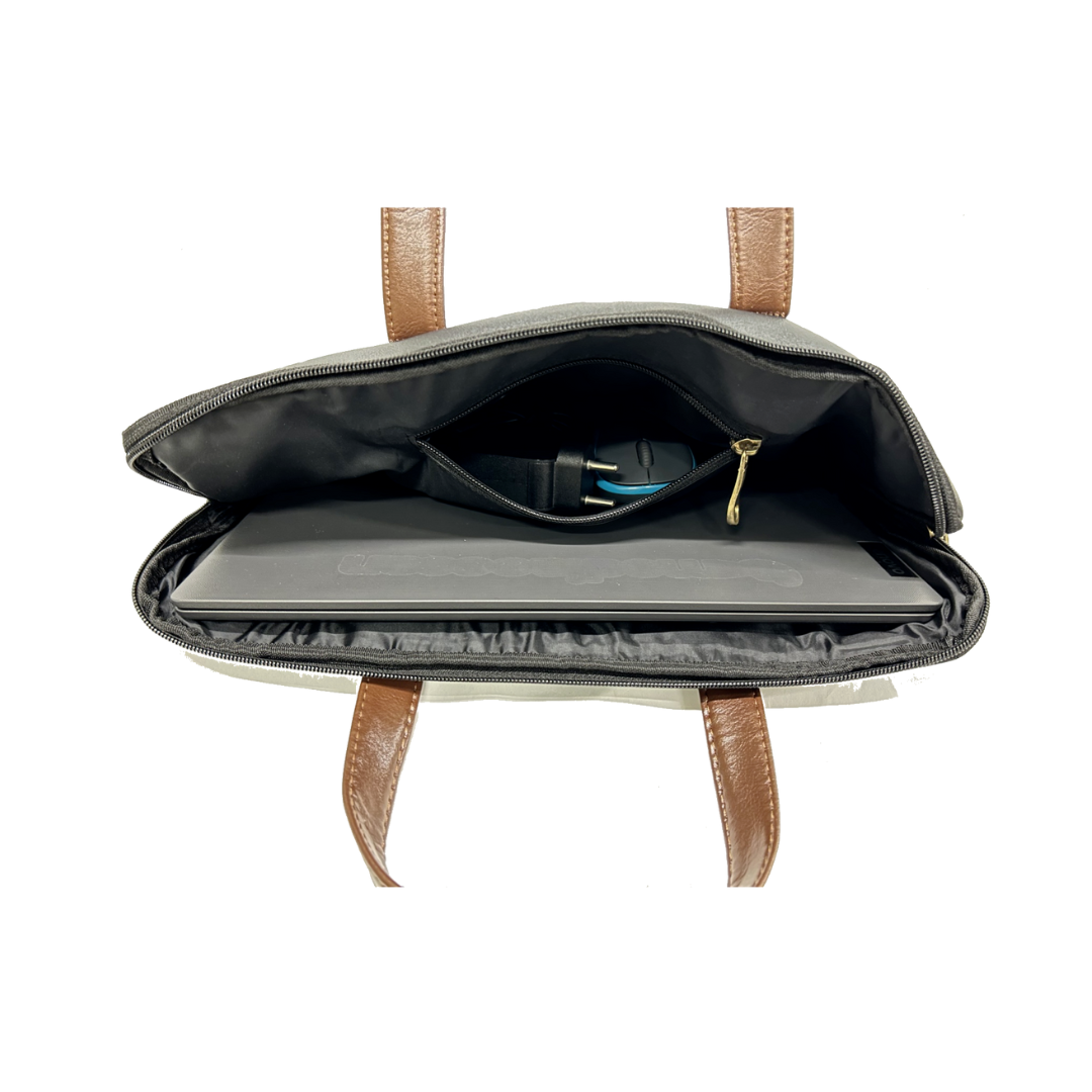 Customizable Vegan Leather Laptop Bag 28x25x8 Cm Black