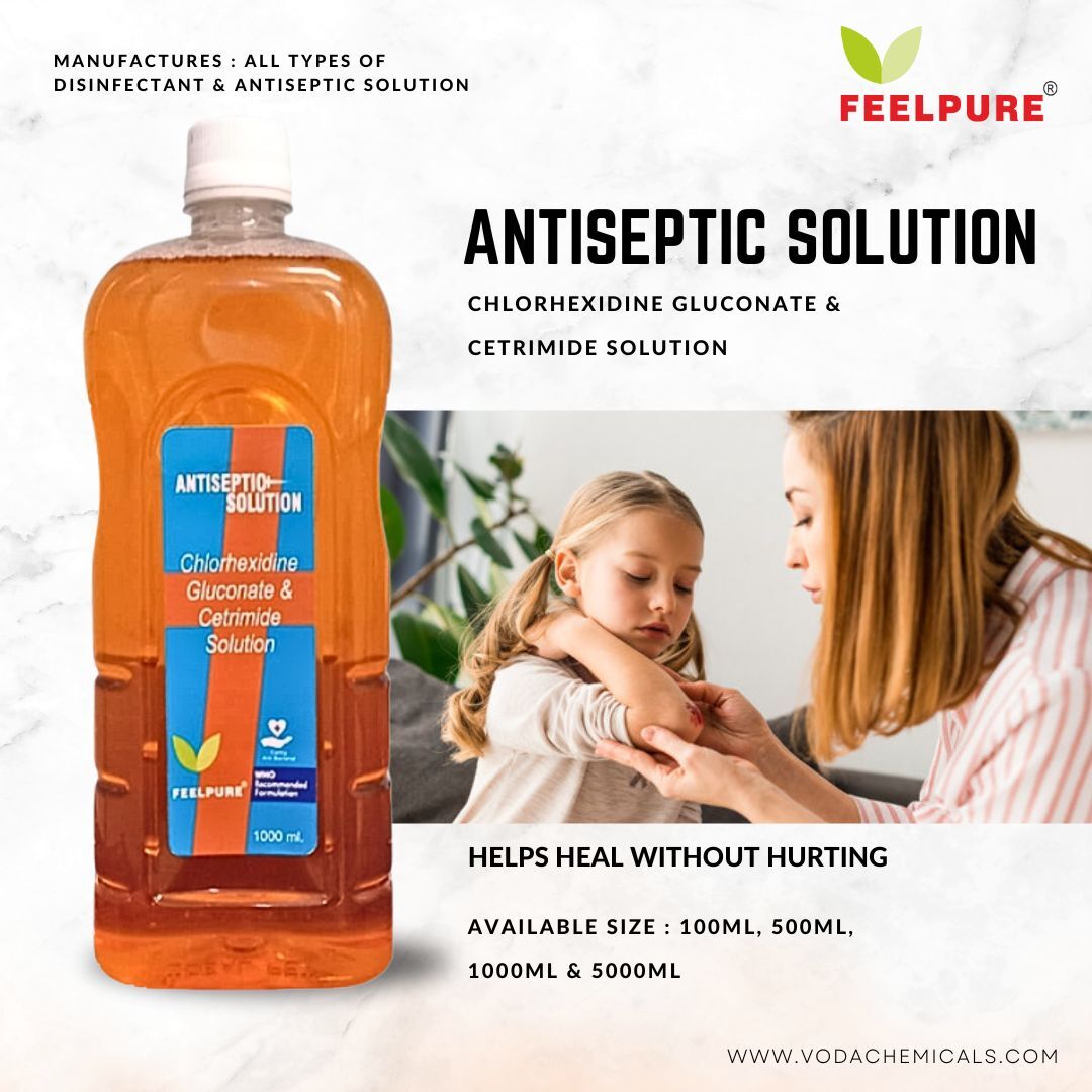 Feelpure Antiseptic Liquid - Chlorhexidine Gluconate 1.5%, Cetrimide 3%, Ethyl Alcohol 5% | Multipurpose Germicidal Wound Wash, Ideal For Cuts, Scratches, And Household Disinfectant, Pleasant Citrus Fresh Smell