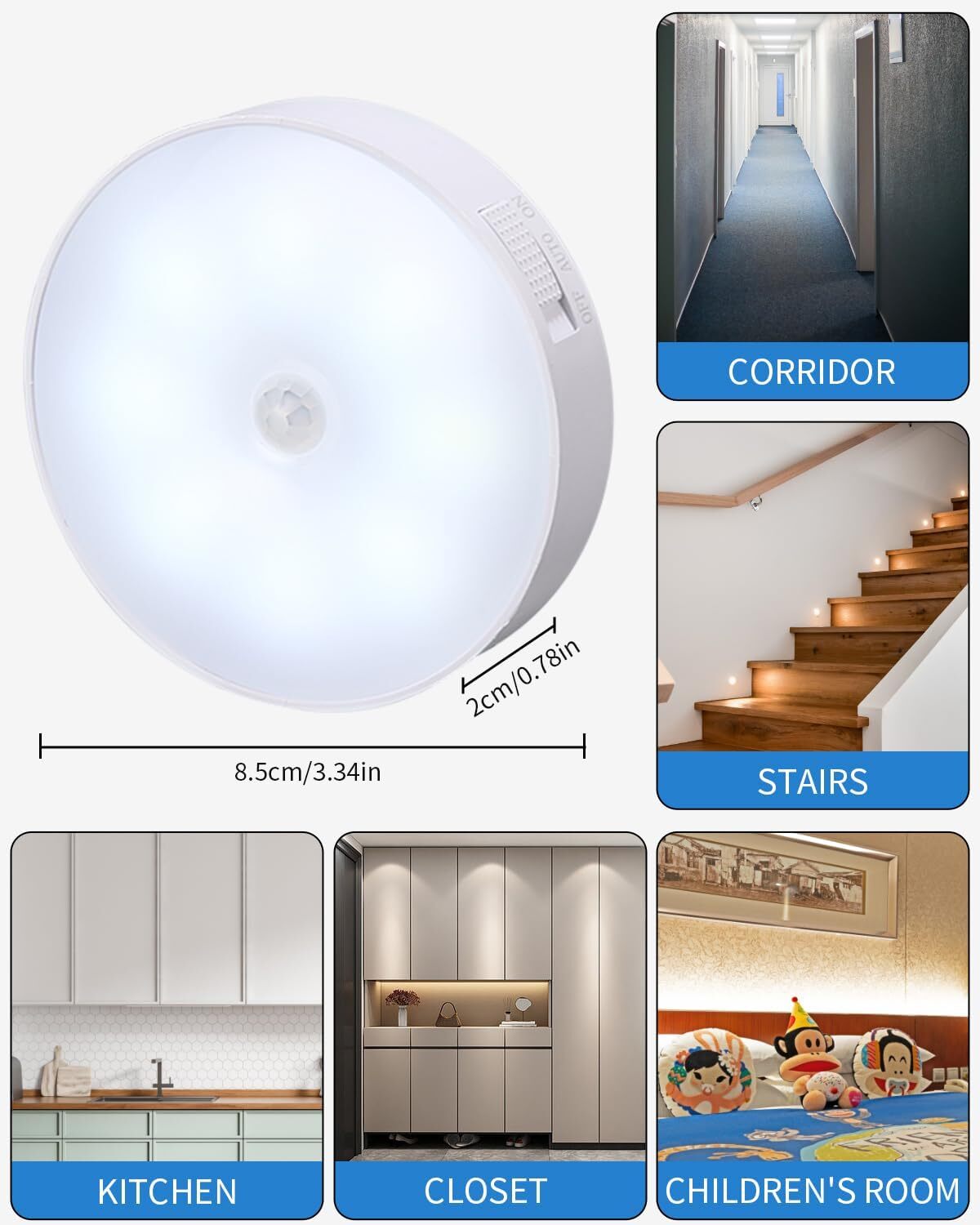 Body Induction Lamp - Metal 30x30x5 Cm | Usb Rechargeable, Motion Sensor, Warm Golden Light, Easy Installation With Magnetic Base