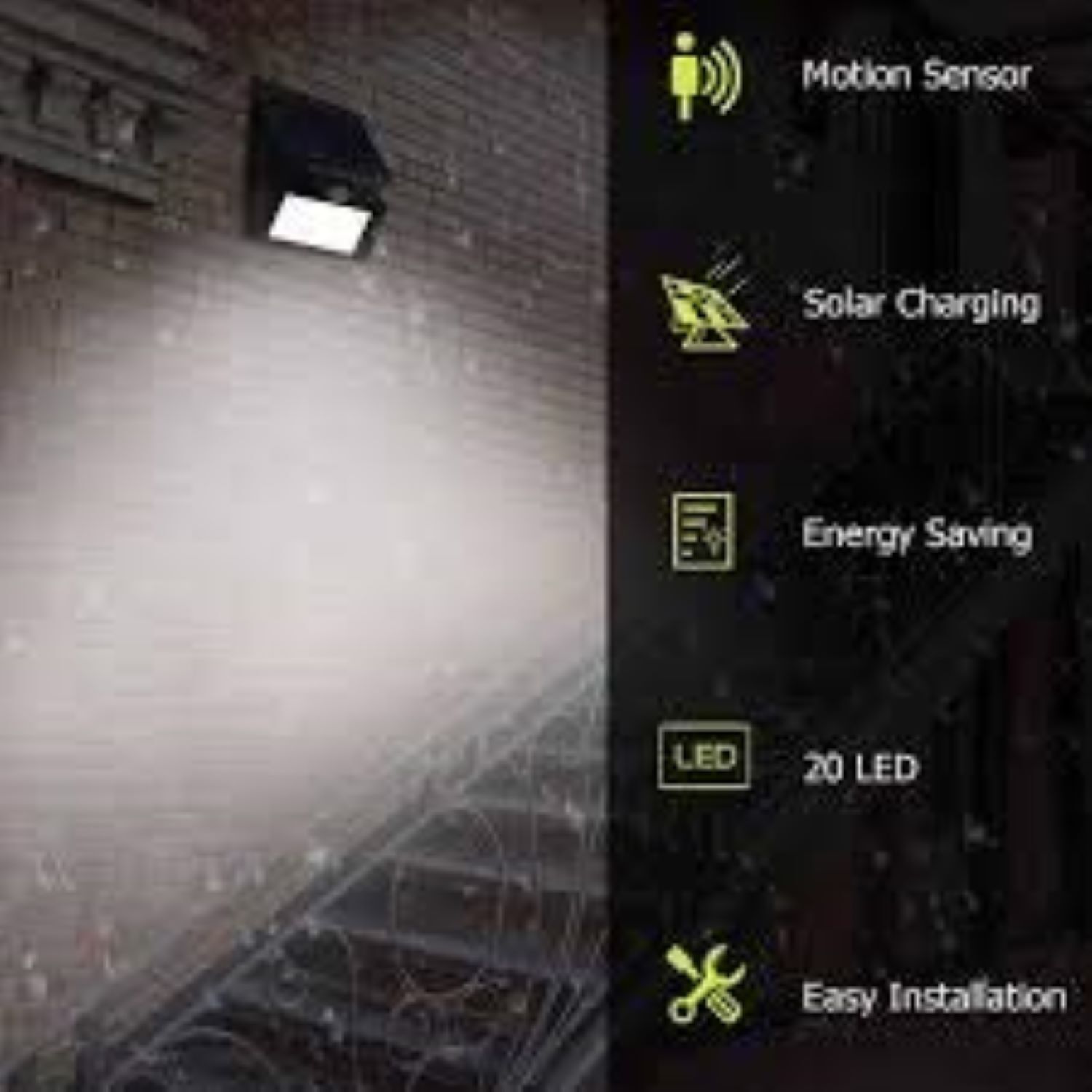 20 Led Solar Power Motion Sensor Light - 23x16.4x7.5 Inches | Waterproof & Durable Outdoor Security Spotlight For Garden, Patio, Yard, Driveway