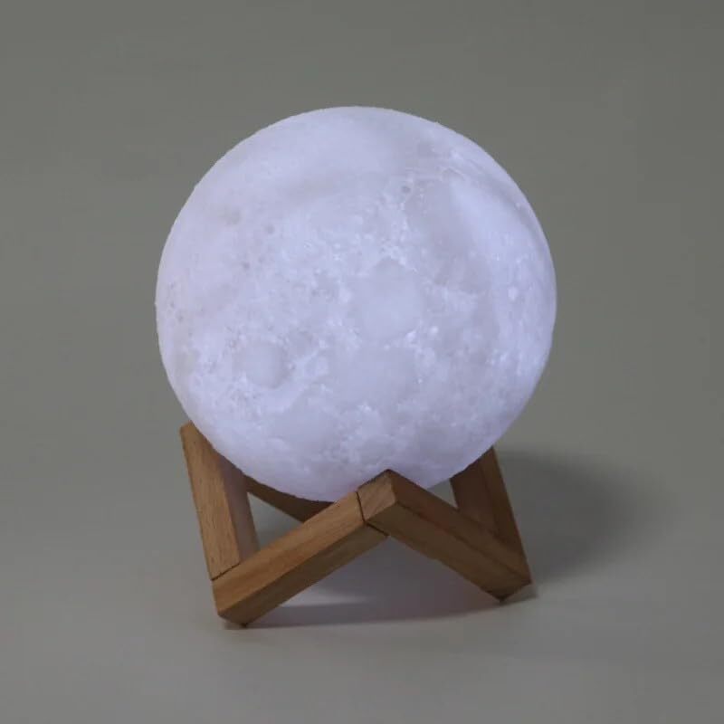 Moon Night Lamp - Plastic 3d Printed 15 Cm | Touch Control Rgb Led 8 Color Changing Usb Rechargeable Eco-friendly Design For Kids' Room Decor
