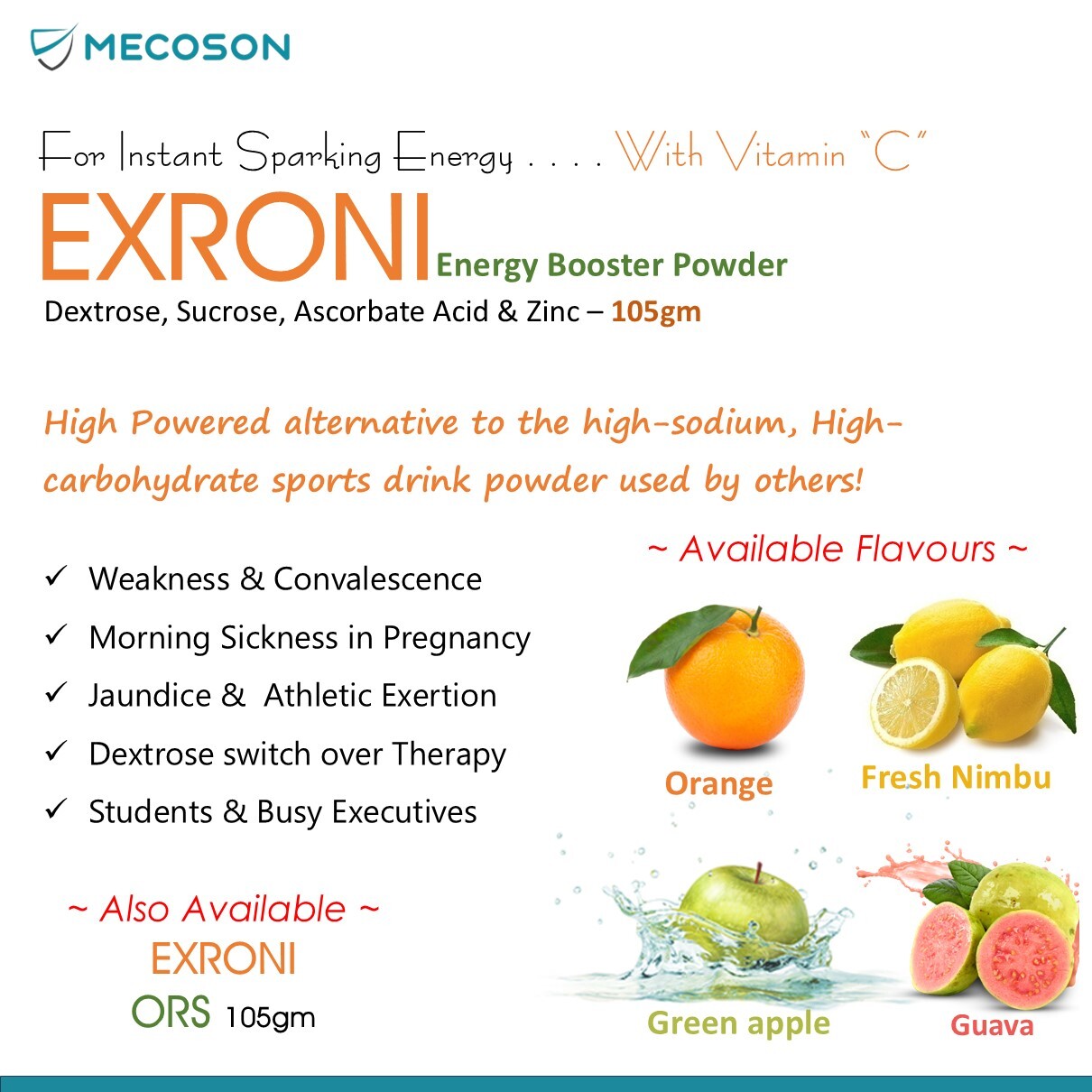 Dextrose, Sucross , Vitamine C & Zinc With Electolyte Powder - Best Before: 18 Months