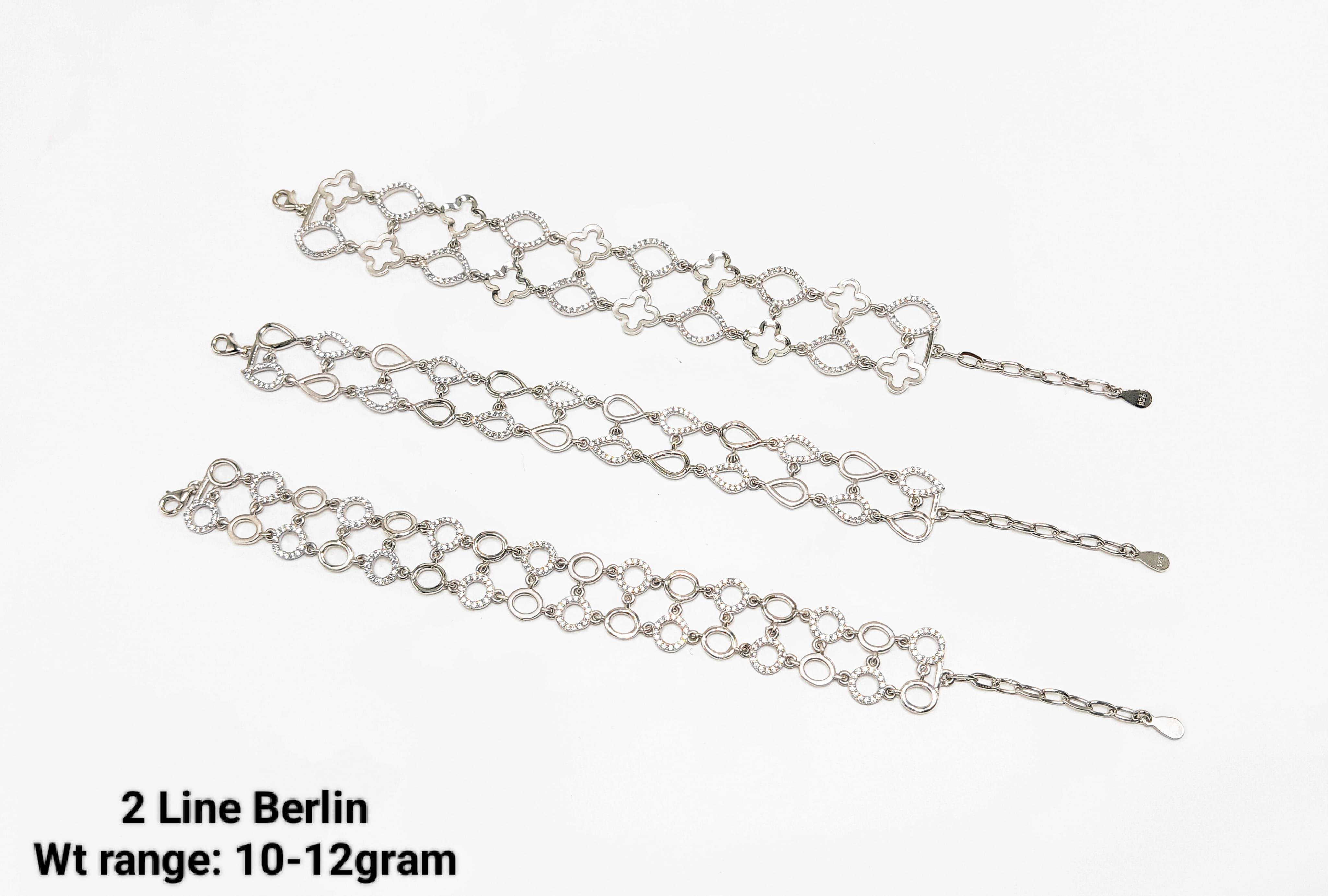 New Design 92.5 3 Line Berlin Silver Bracelet