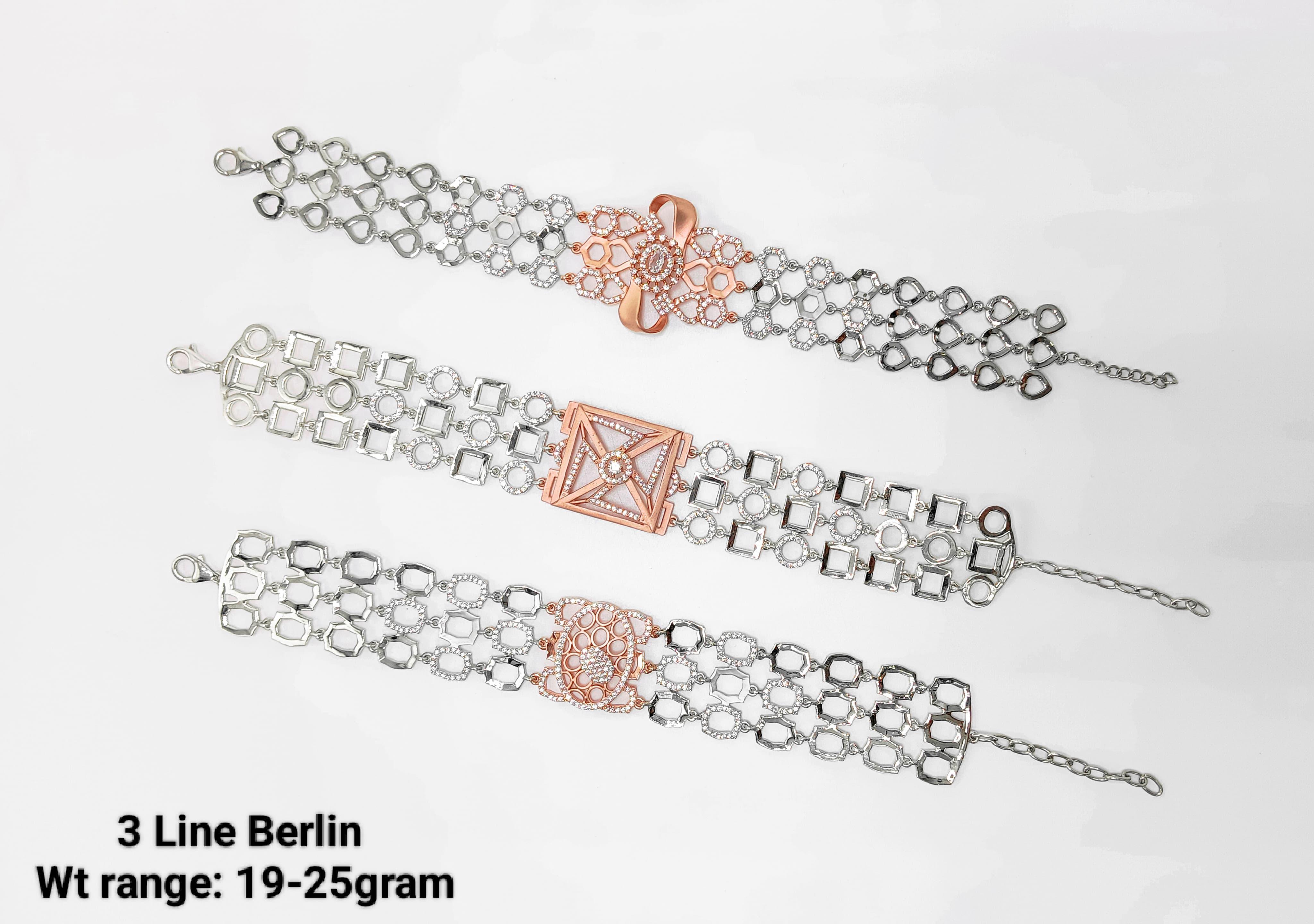 New Design 92.5 3 Line Berlin Silver Bracelet