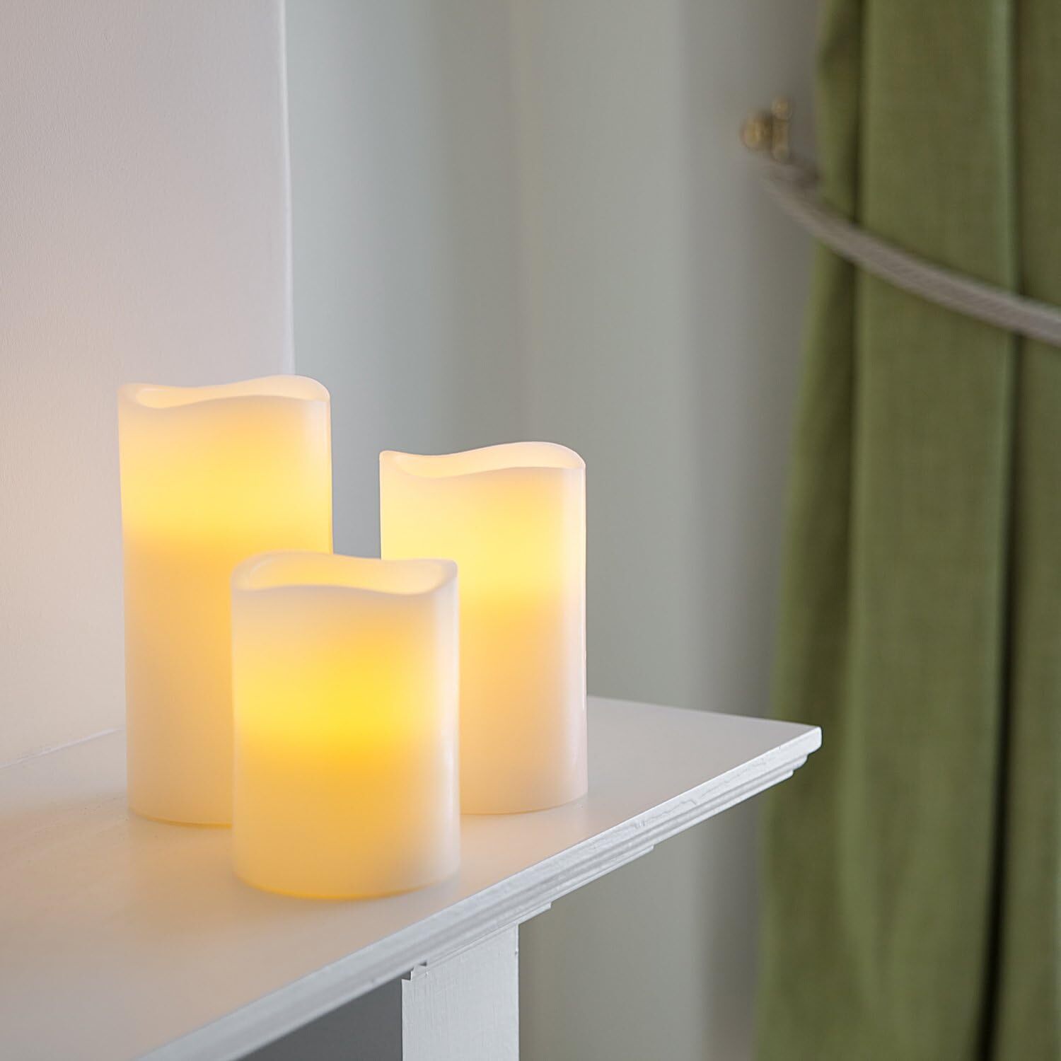 Luma Colour Changing Candles - Handmade Paraffin Wax, 15cm, 12.5cm & 10cm Heights, Amber Flame Imitation | Remote Controlled, Set Of 3 Multicolor Candles