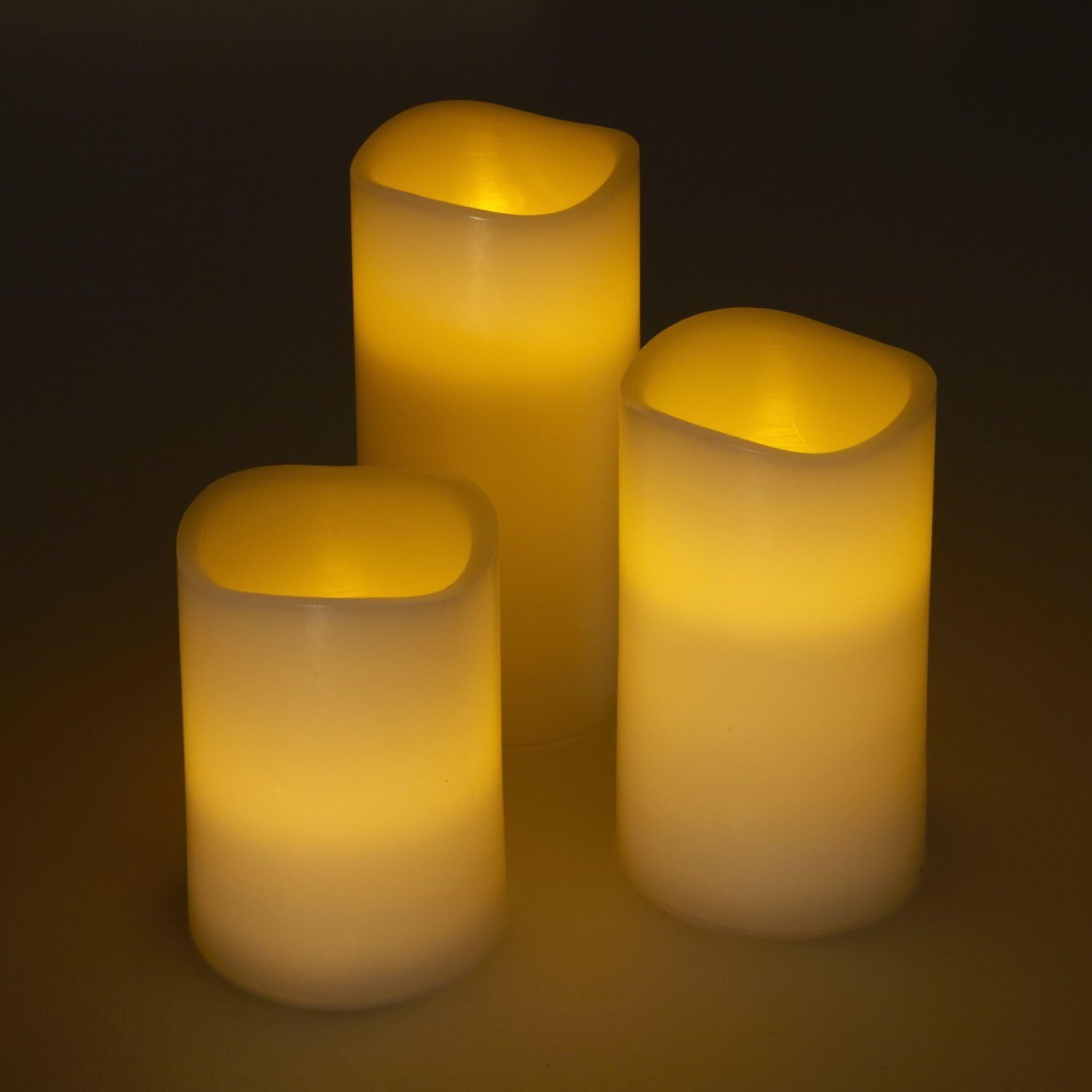 Luma Colour Changing Candles - Handmade Paraffin Wax, 15cm, 12.5cm & 10cm Heights, Amber Flame Imitation | Remote Controlled, Set Of 3 Multicolor Candles