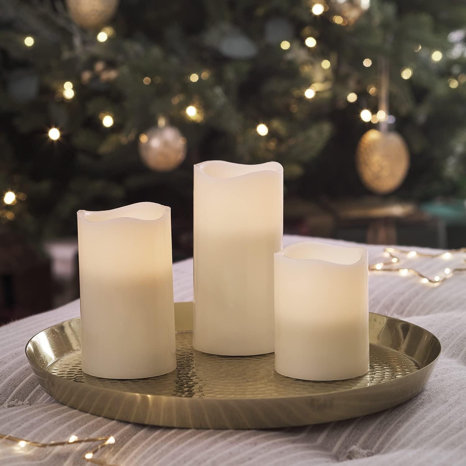 Luma Colour Changing Candles - Handmade Paraffin Wax, 15cm, 12.5cm & 10cm Heights, Amber Flame Imitation | Remote Controlled, Set Of 3 Multicolor Candles