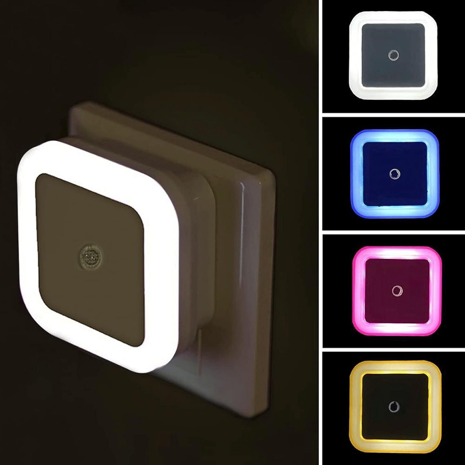 Night Lamp Sensor - Abs Material, 6.5x6.5x5 Cm, Blue Color | Energy-efficient Led, Automatic Sensor Control, Soft Illumination, Square Design