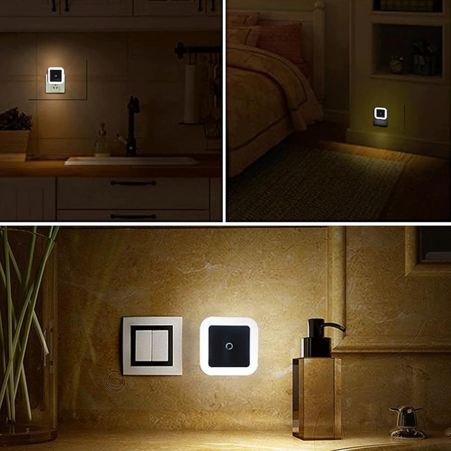 Night Lamp Sensor - Abs Material, 6.5x6.5x5 Cm, Blue Color | Energy-efficient Led, Automatic Sensor Control, Soft Illumination, Square Design