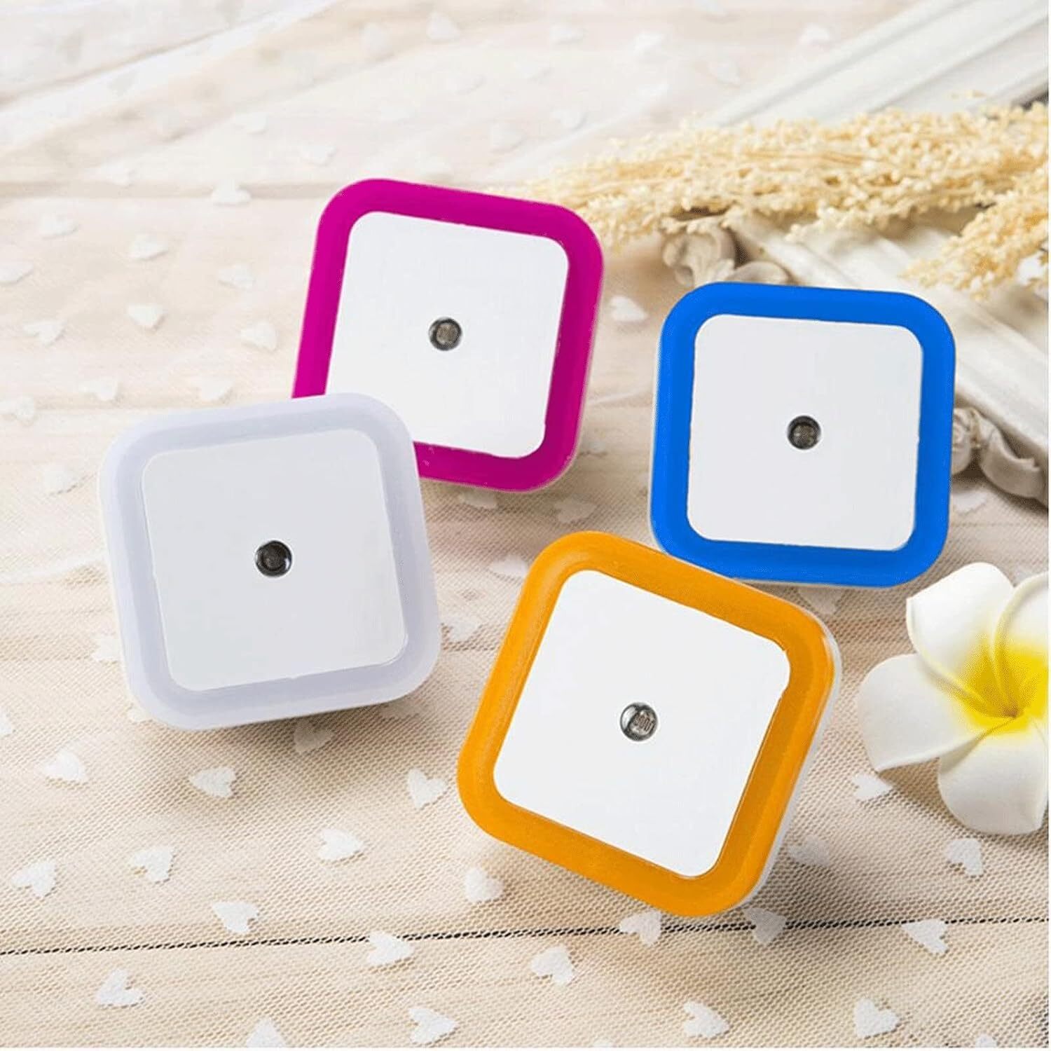 Night Lamp Sensor - Abs Material, 6.5x6.5x5 Cm, Blue Color | Energy-efficient Led, Automatic Sensor Control, Soft Illumination, Square Design