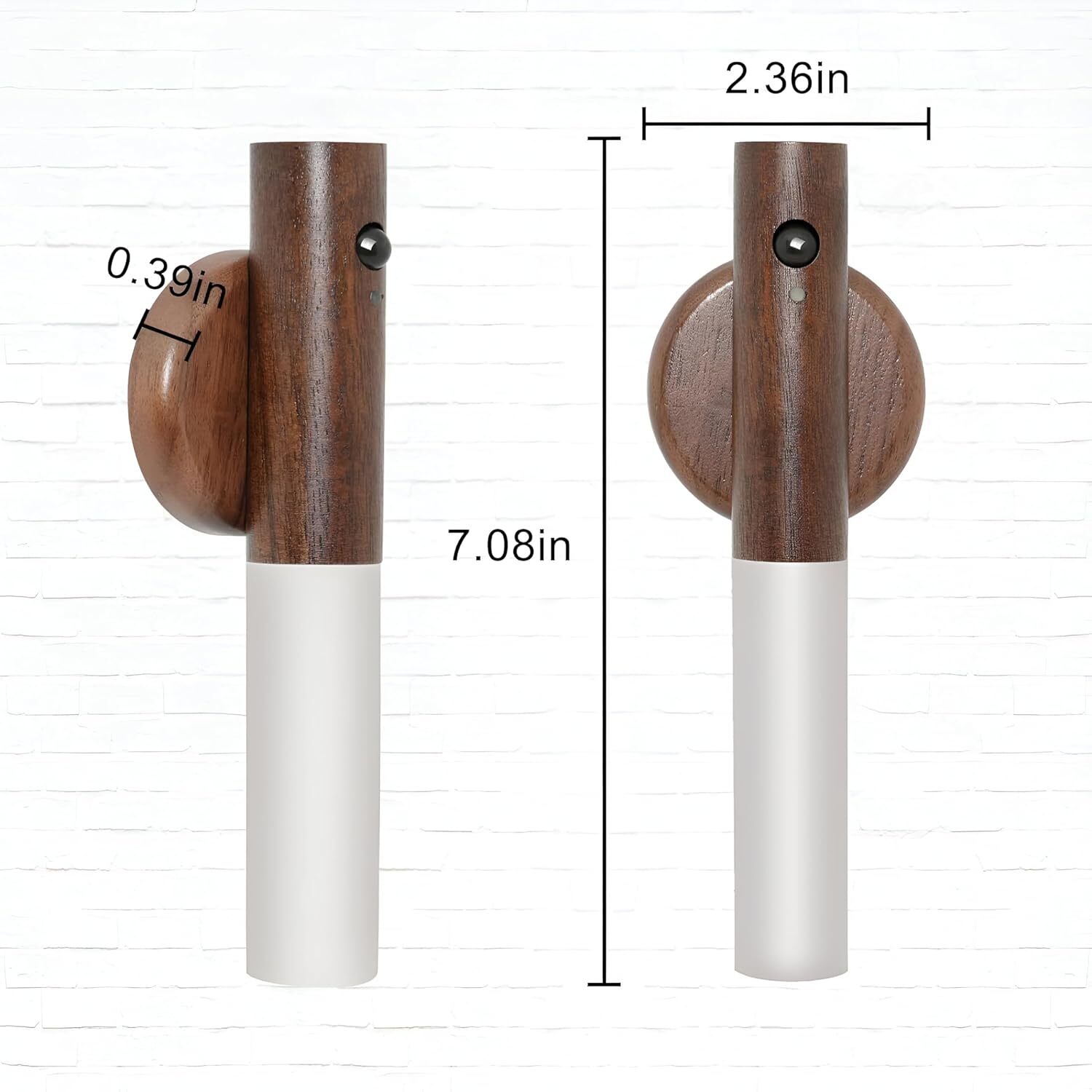 Intelligent Induction Lamp - Wood Glass 18x6x2.5 Cm | Motion Activated, Dimmable Warm White Light, Rechargeable Battery, Wall Mountable