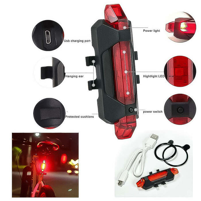Led Usb Rechargeable Head Light And Tail Lights