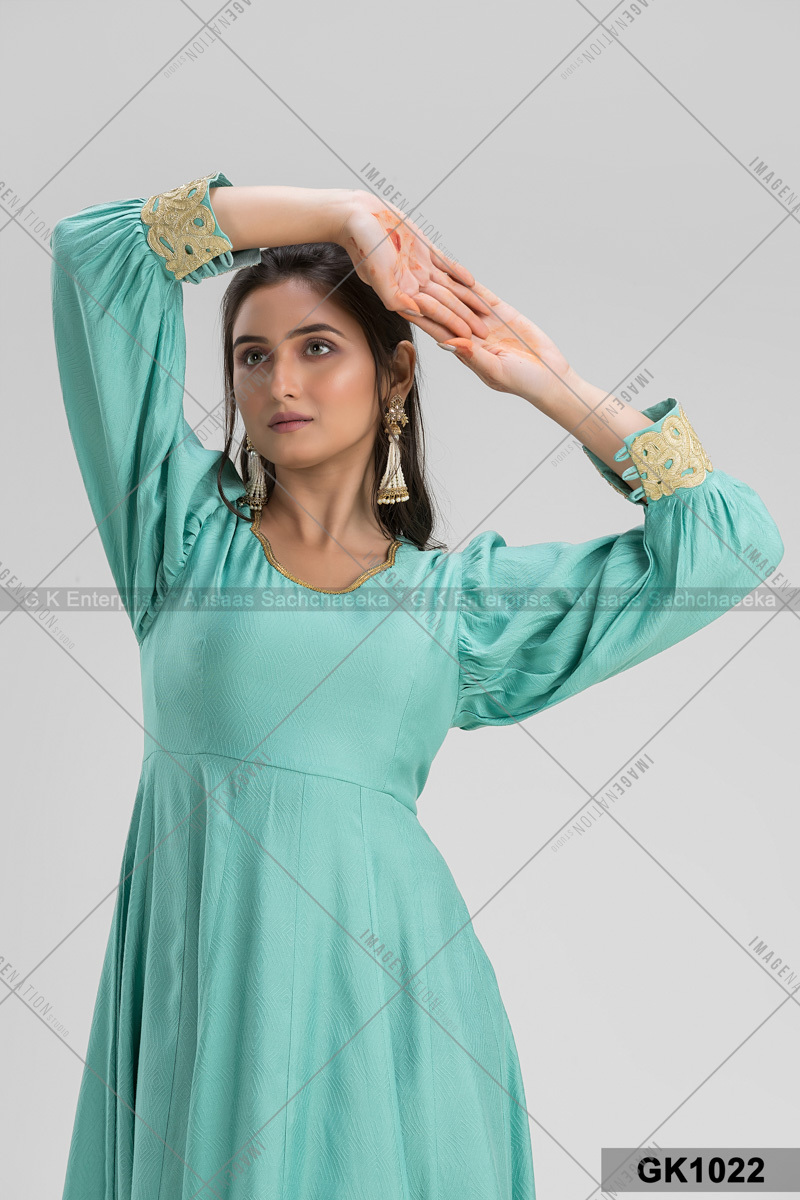 Rayon Cotton Embroidery Stripes Party Wear With Latkan Gk1022 - Color: 4 Colors