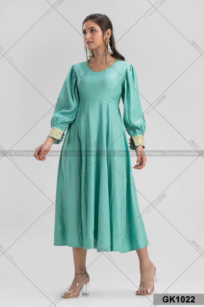 Rayon Cotton Embroidery Stripes Party Wear With Latkan Gk1022 - Color: 4 Colors