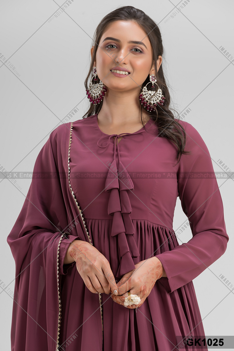 Georgette Full Lace Bordered Two Layers Lehenga Cut Party Wear With Full Laces Dupatta (Gk1025)