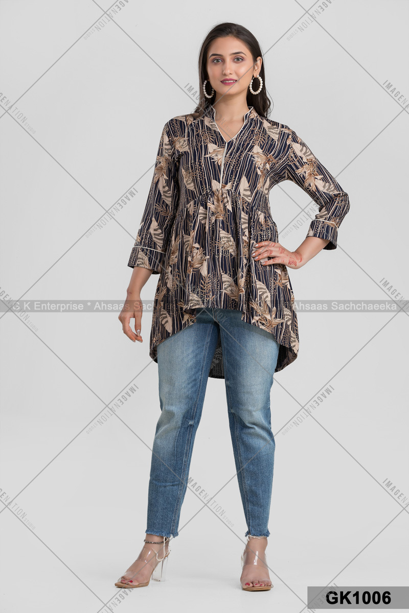 Fine Cotton Short Kurti Gk106 - Color: Multicolor