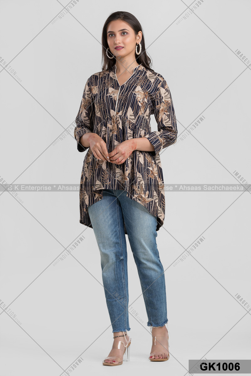 Fine Cotton Short Kurti Gk106 - Color: Multicolor