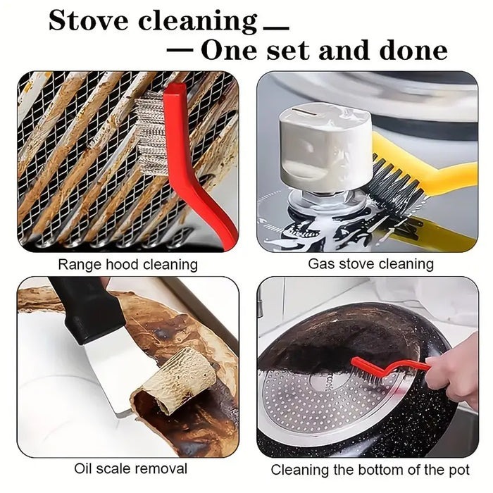Mitsico 5 Pcs Wire Brush And Scraper Set - Stainless Steel, Multicolor | Durable Plastic & Bristle Materials For Versatile Cleaning Solutions