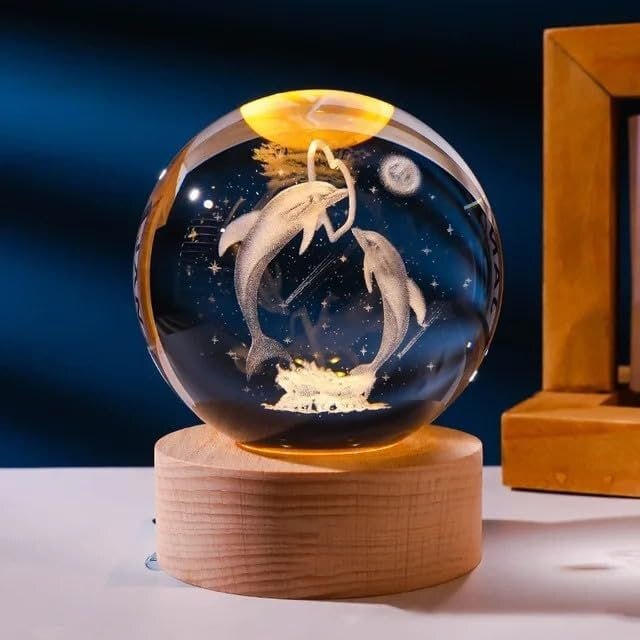 3d Crystal Ball Night Lamp - Height: 10  Centimeter (Cm)