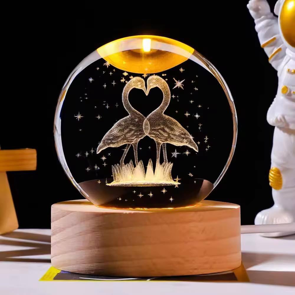 3d Crystal Ball Night Lamp - Height: 10  Centimeter (Cm)