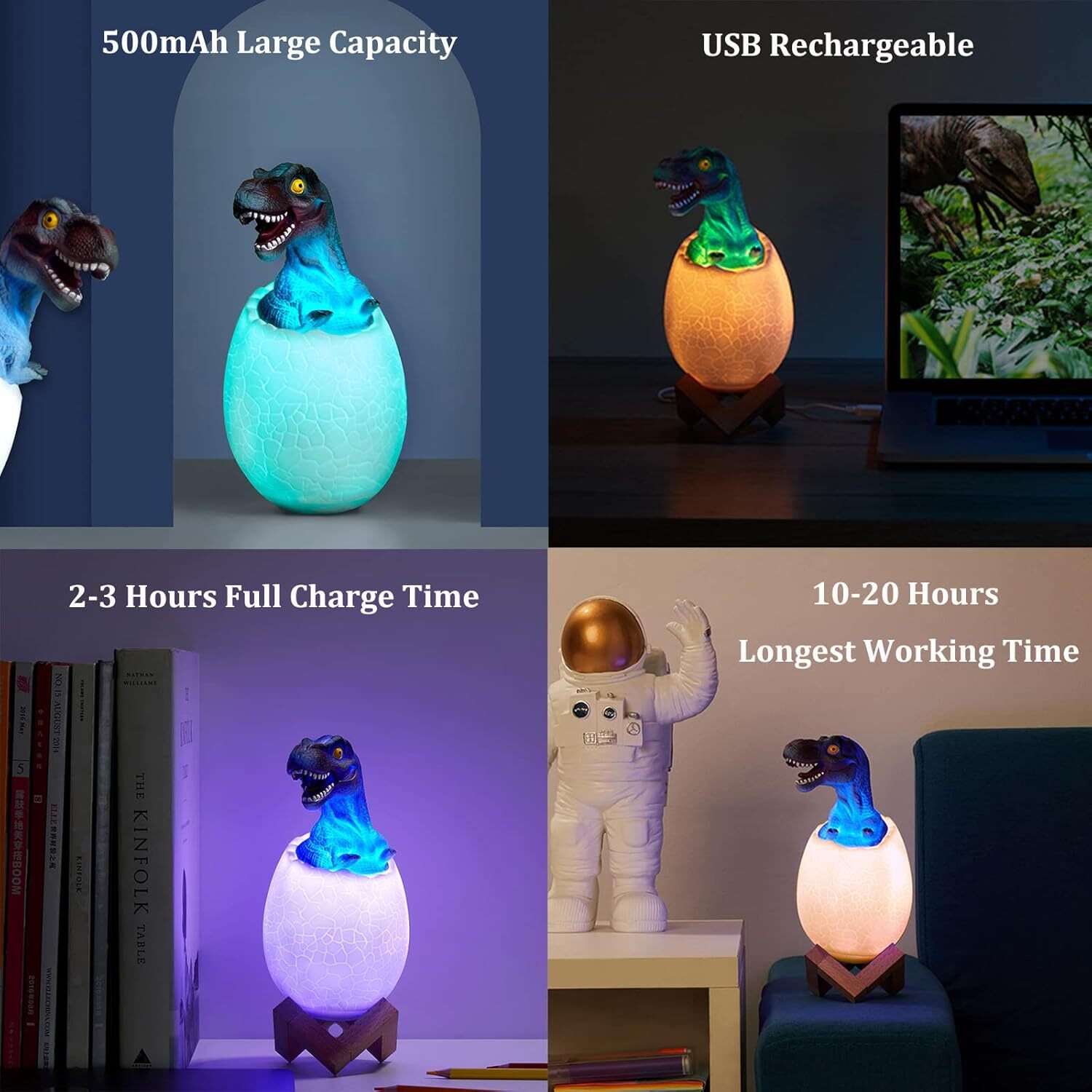 3d Dinosaur Night Lamp - Pvc Material, 22.6x9.4 Cm | 16 Colors Changing, Remote & Touch Control, Usb Rechargeable, Soft Led Glow, Kids Bedroom Decor