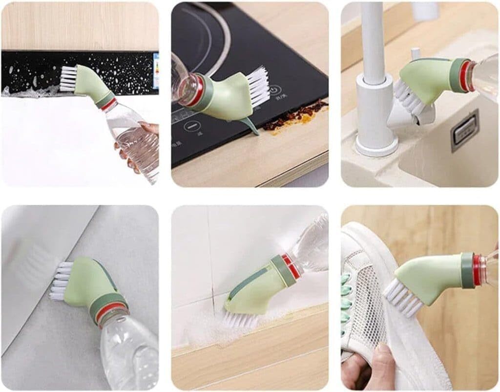 Groove Gap Cleaning Brush - Plastic, 23x13x8 Cm, Multicolor | Multi-purpose Tool For Detail Cleaning, Connects To Mineral Water Bottles